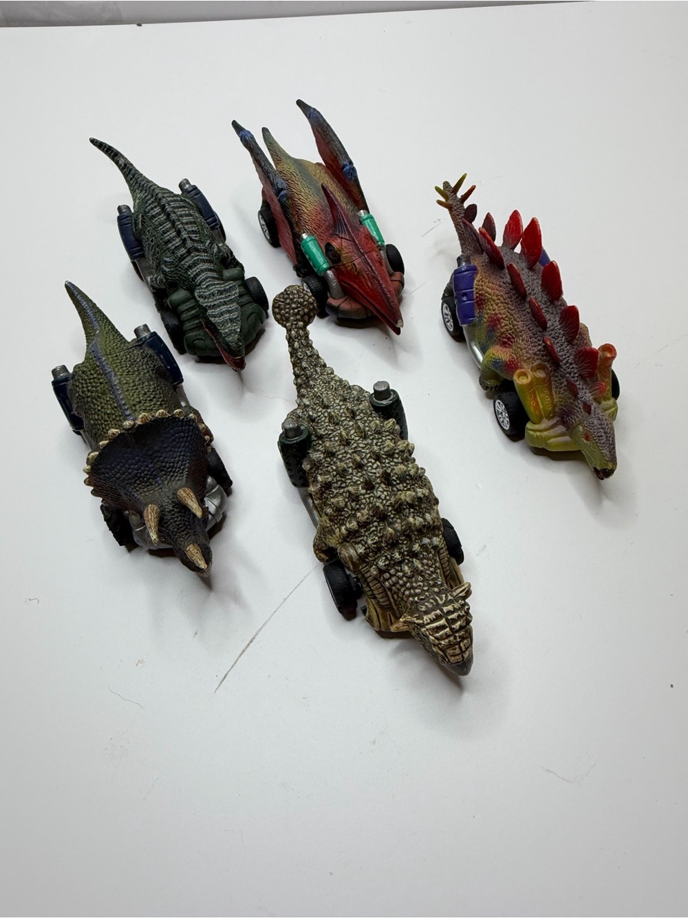 Dinosaur Pull-Back Toy Car Set - Green, Red & Multicolor